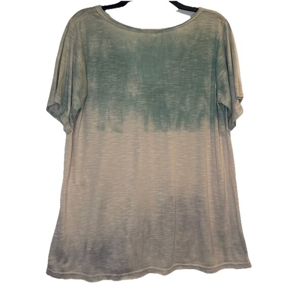 POL Womens Green Tie Dye V Neck Oversized Pocket Short Sleeve T Shirt Top S Boho - Picture 5 of 10